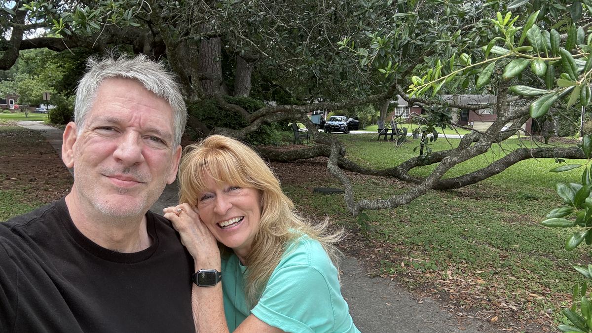 Couple walking in the park