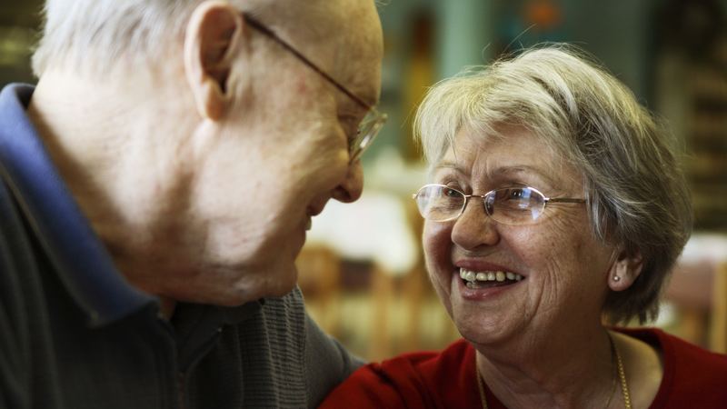 Smiling senior couple